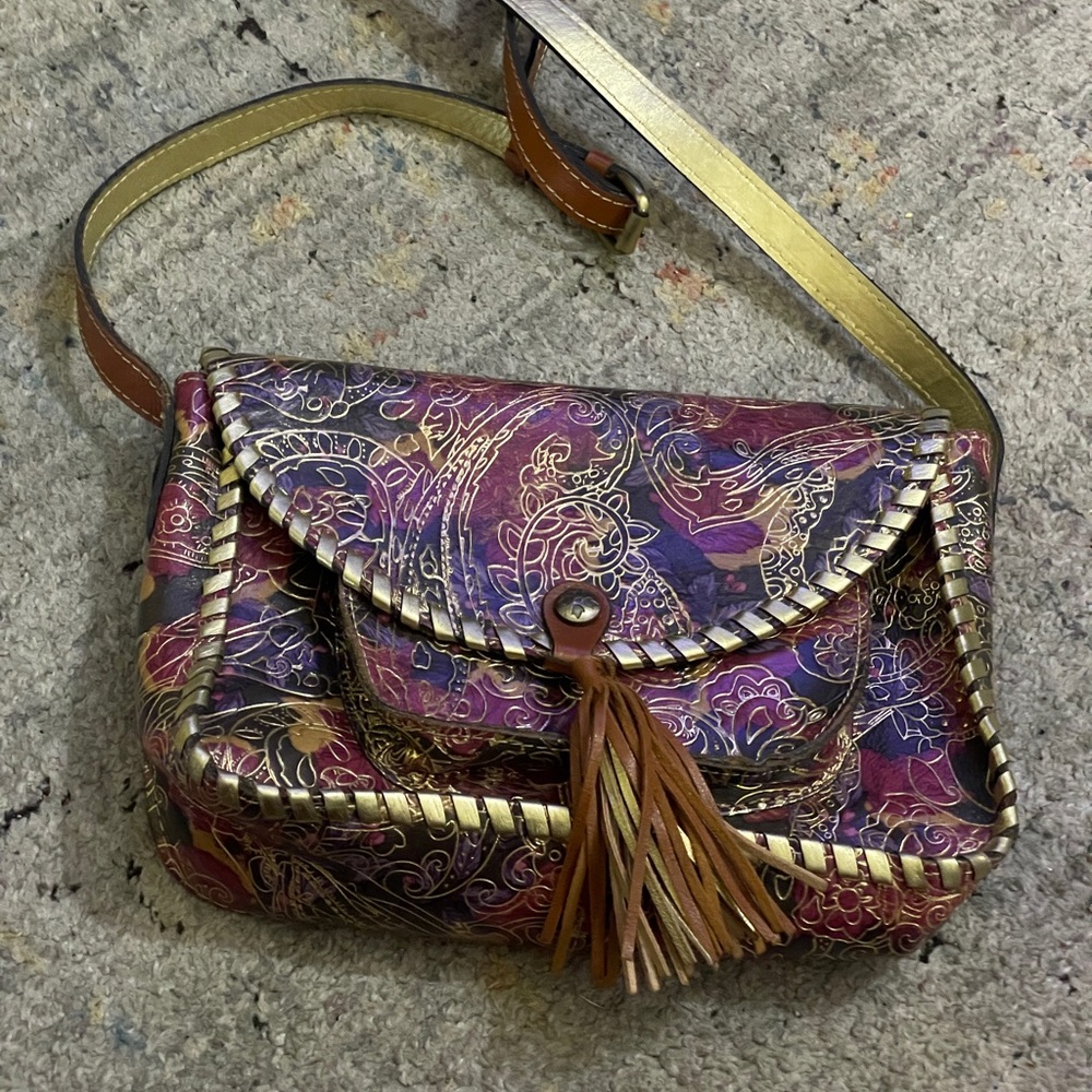 Paula Nash tooled leather shoulder bag